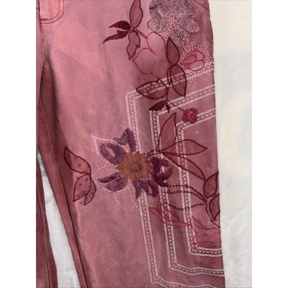 Free People We The Free Electric Sands Floral Embroidered Cropped Pants 8 Auburn - Picture 9 of 13